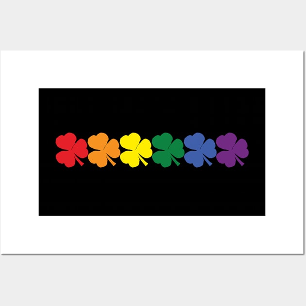 Six Pride Flag Colored Shamrocks for St Patricks Day Wall Art by ellenhenryart